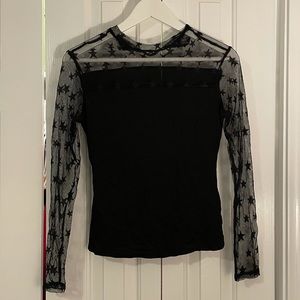 Black & Sheer Long Sleeve Crop Top